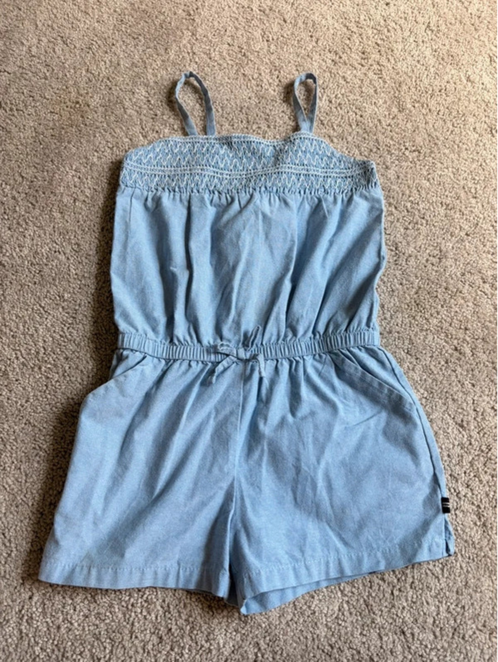 Nautica Girls Light Blue Chambray Romper | Size 5
